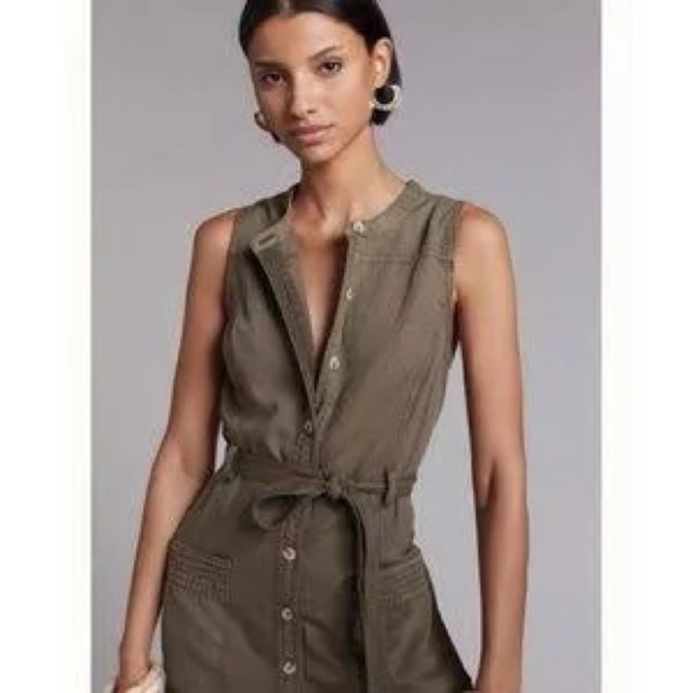 Anthropologie button-front utility dress 14